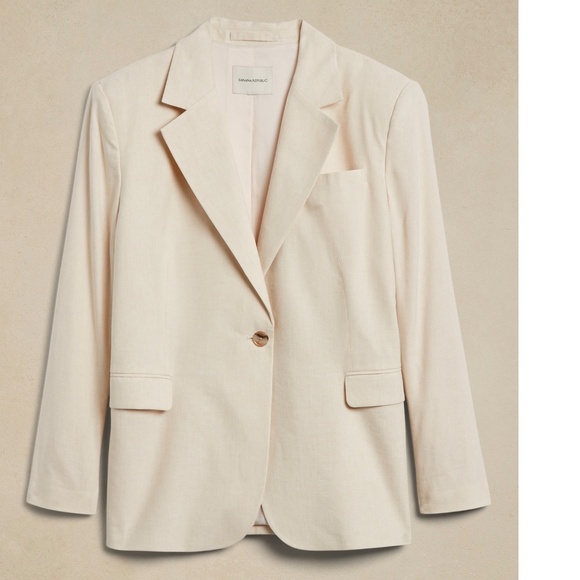 *SOLD* BNWT Banana Republic Lina Relaxed Linen Blazer - Natual - XL - Picture 2 of 10